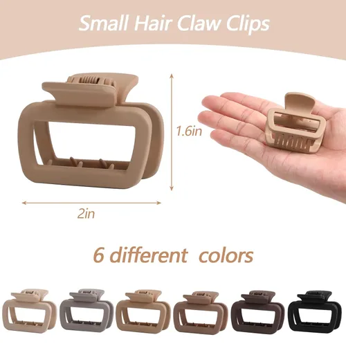 Vista 2 de 6 pinzas para el cabello de garra para mujeres y niñas, clips mate antideslizantes de sujeción fuerte para cabello fino, corto, mediano y grueso