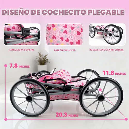 Vista 5 de SMILESSKIDDO - Juego de juguete de cochecito de muñeca bebé - Muñecas blandas de 12 pulgadas con accesorios, silla de comedor, ropa para muñecas