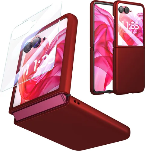 Vista 12 de Foluu Funda delgada para Motorola Razr 2024/2025 [No compatible con Razr Plus 2024], con protector de pantalla frontal integrado, policarbonato mate
