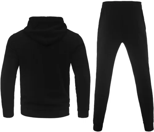 Vista 2 de Conjunto deportivo de forro polar con capucha para hombre, 2 piezas, conjunto casual para correr