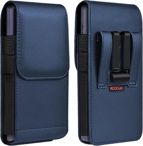Vista 9 de Funda de cuero para teléfono ACCKUO con clip de cinturón de metal resistente y cierre magnético Compatible con iPhone 16/15/14/13/12 Pro y Non-Pro