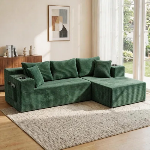 Vista 10 de Bashaw Sofá modular de 108 pulgadas con diván, sofá sin hueso en forma de L, asiento profundo, tapizado, sin hueso, para sala de estar