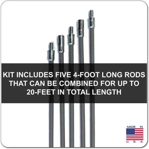 Vista 5 de Midwest Hearth Kit de cepillo redondo de chimenea para estufa de pellets de 3 pulgadas y varilla de chimenea de 20 pies
