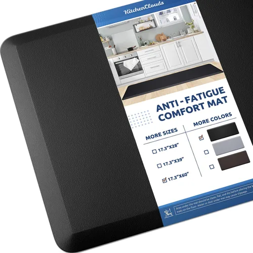 Vista 18 de KitchenClouds Alfombra de Cocina Acolchada Anti Fatiga 17.3"x28" Impermeable, Antideslizante, Alfombras de Pie y Comodidad para Escritorio/Piso