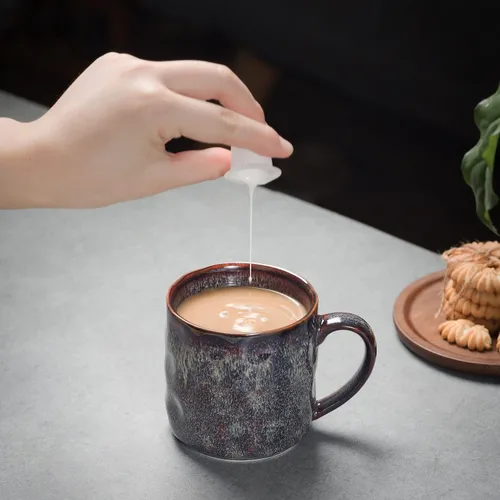 Vista 5 de Tazas de café de cerámica, tazas de cerámica de 12 onzas, tazas de té con asa, divertidas tazas de capuchino, aptas para lavavajillas, juego de 4