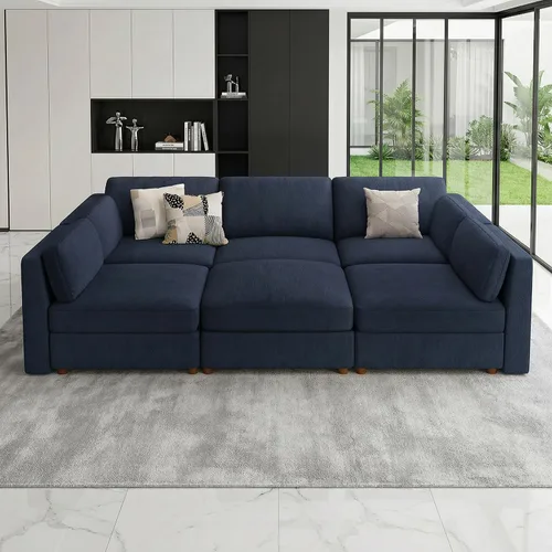Vista 29 de CUGOAO Sofá biplaza extragrande de 83.5 pulgadas, sofás para sala de estar, sofá nube de felpilla de asiento profundo, sofá modular seccional, funda