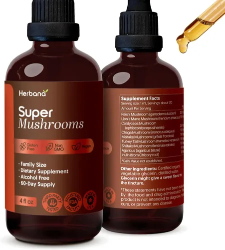 Vista 10 de Super Mushroom Complex 8 en 1 Extracto líquido – Gotas de 2 onzas líquidas con melena de león Reishi Cordyceps Chaga Maitake cola de pavo Shiitake
