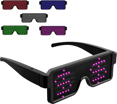 Vista 16 de Gafas LED dinámicas que brillan con luz LED recargable por USB, con luz intermitente de neón, 11 patrones, gafas luminosas