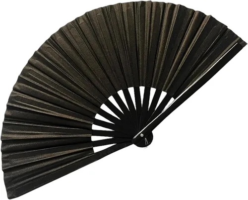 Vista 9 de Ventilador de mano plegable grande para hombres y mujeres, ventilador holográfico para mujeres, fiesta de baile, festivales, Halloween, EDM