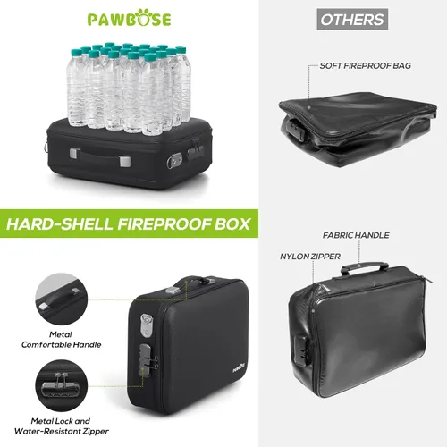 Vista 7 de PAWBOSE Caja de Seguridad para Documentos Ignífuga para el Hogar con Bloqueo de Combinación, Caja Rígida Ignífuga y Resistente al Agua de 16x12x5