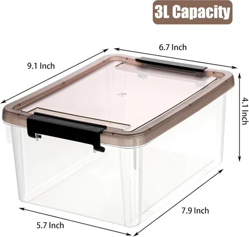 Vista 2 de Nicunom Paquete de 8 cubos de almacenamiento pequeños con tapas, 3.2 cuartos de galón, caja de almacenamiento transparente de plástico, contenedores
