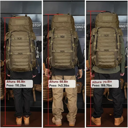 Vista 7 de Mardingtop 70L Mochila con armazón interno para caza, camping, senderismo; mochila con cubierta para la lluvia