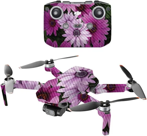Vista 30 de MightySkins - Drone portátil de fibra de carbono compatible con DJI Mini 2, morado antiguo, acabado de fibra de carbono texturizado protector