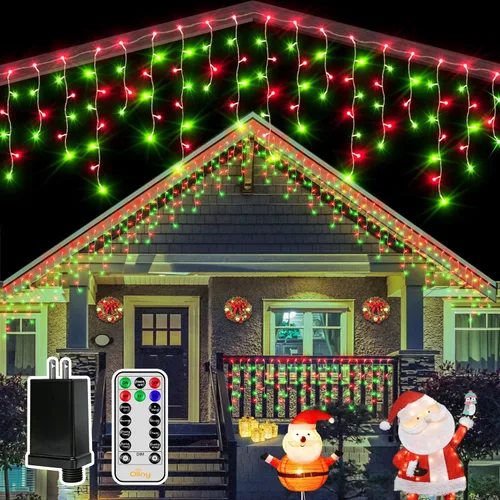 Vista 12 de Ollny Luces de carámbano de 504 LED/41 pies, blancas cálidas y frías, con control remoto, 8 modos, temporizadores, impermeables, colgantes