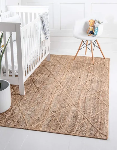 Vista 20 de Unique Loom Alfombra trenzada de la colección de yute – enrejado (2 pies 2 pulgadas x 6 pies 1 pulgada, gris/marfil)