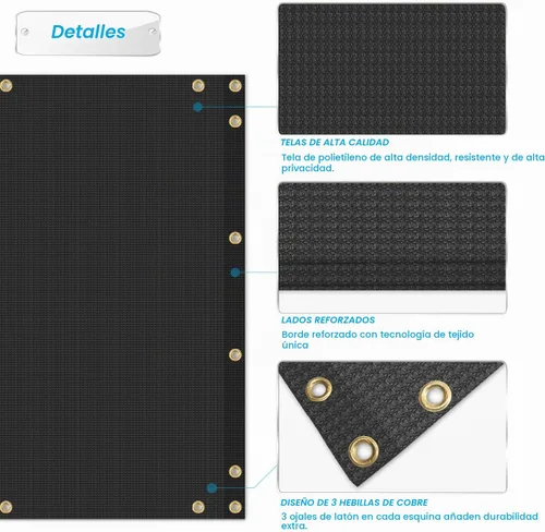 Vista 4 de Patio Pantalla de Privacidad para Balcón de 3' x 10', Cubiertas de Barandilla de Apartamento, Paneles de Valla para Exteriores, Valla Temporal