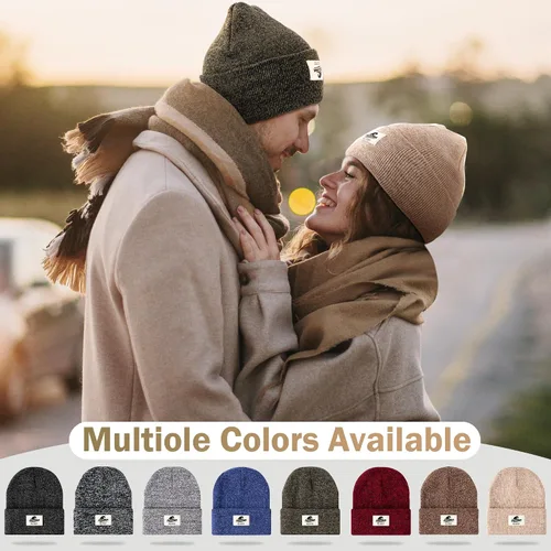 Vista 5 de 3 Packs Winter Beanie Hats for Men Women, Unisex Soft Warm Thick Beanies, Cuffed Knit Skull Cap