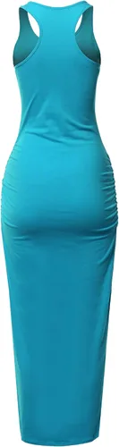 Vista 3 de Ssoulm - Vestido drapeado y largo, sin mangas, con espalda cruzada, para mujer, talla extragrande