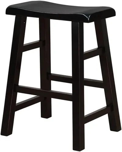 Vista 4 de eHemco Taburetes de cocina con asiento de sillín de madera maciza, 24 pulgadas, color negro