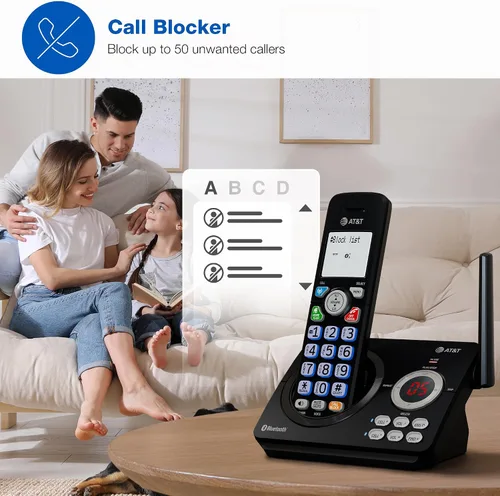 Vista 4 de AT&T Teléfono inalámbrico DECT 6.0 - Bloqueador de llamadas inteligente, Bluetooth conecta a la celda, anuncio de identificación de llamadas