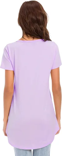 Vista 5 de Camisetas de algodón para mujer, de manga corta, holgadas, cómodas, básicas, lisas