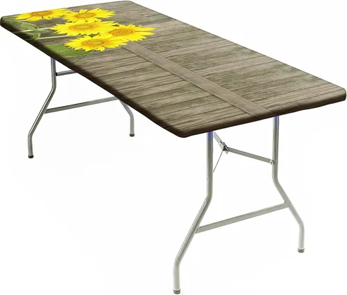 Vista 11 de Mantel rectangular elástico ajustable, con textura de madera de granja, cubierta de mesa de poliéster para mesa de bufé, picnic, cafeterías Mantel