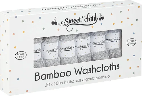 Vista 5 de Sweet Child Paquete de 8 paños para bebé, paño de rayón súper suave, paños de lavado para recién nacidos, bebés y niños, toallas de baño, toalla