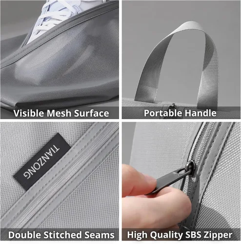Vista 4 de tianzong Bolsas de zapatos para viajes, organizador de almacenamiento de zapatos resistente al agua con cremallera para hombres y mujeres, 31 negro