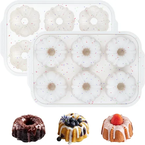 Vista 12 de FUNBAKY Moldes de silicona con marco reforzado de metal en forma de corazón, 10 pulgadas, moldes antiadherentes para moldes para pasteles Pan