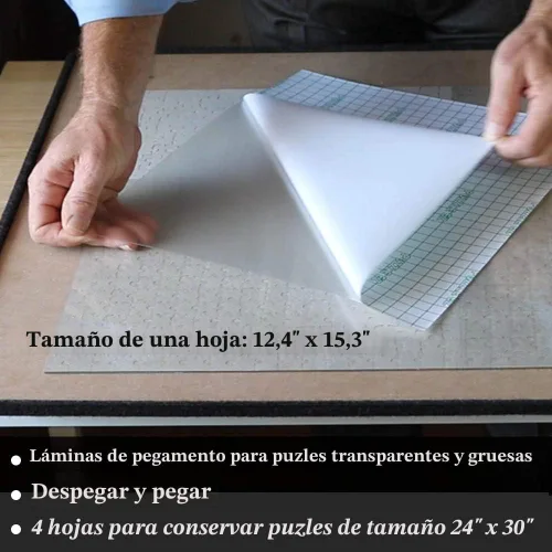 Vista 3 de Hojas de pegamento para rompecabezas, transparentes, extra grandes, para despegar y pegar, para preservar y enmarcar, rompecabezas de 1000 piezas
