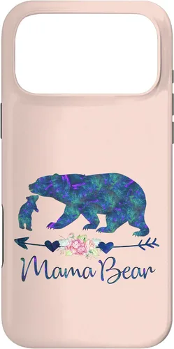 Vista 22 de Teal Blue Purple Floral Mama Bear and One Cub Light Pink Case for iPhone 17