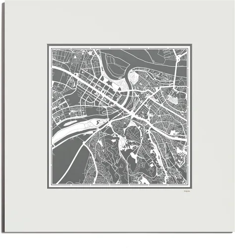 Vista 101 de O3 Design Studio Mapa de corte de papel de París, color negro mate, 20 x 20 pulgadas, arte en papel