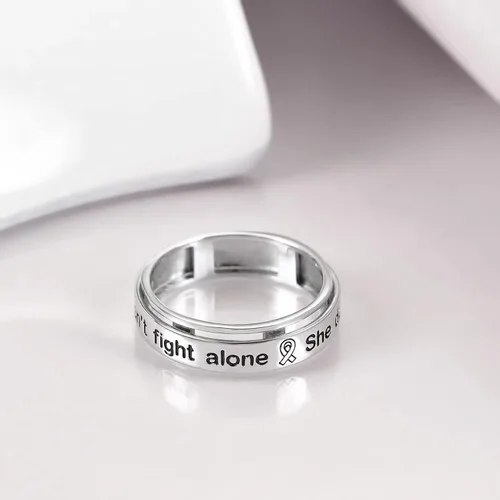 Vista 3 de Anillo giratorio para ansiedad de plata de ley para mujer, Plata Esterlina, no conocido
