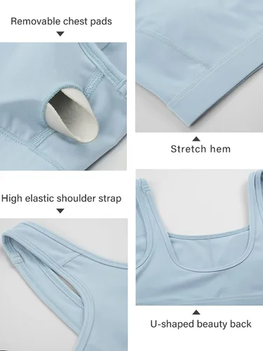 Vista 4 de Stelle Sujetador deportivo con tirantes para mujer, cobertura completa, brasier deportivo con espalda cruzada, brasier acolchado para entrenamiento