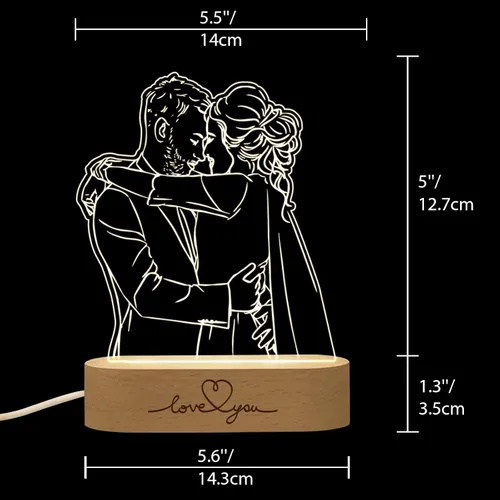 Vista 7 de Luz nocturna personalizada, marco de fotos acrílico en 3D, marco de fotos, aniversario, boda, Navidad, regalos de cumpleaños para él y su esposa