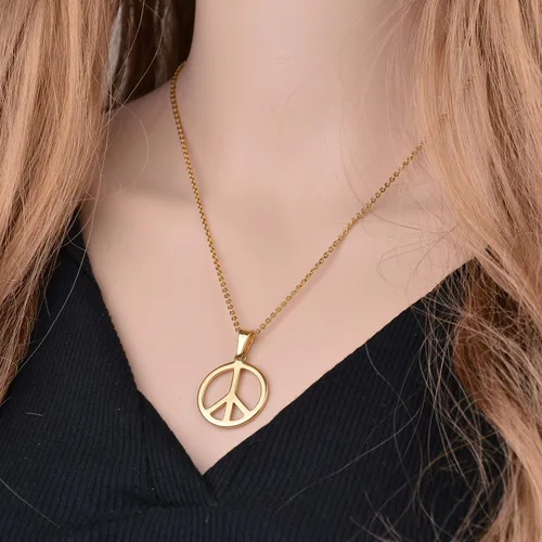 Vista 2 de Peace Sign Necklace Earrings Set for Women Hippie Costume Accessories 60s 70s Jewelry Outfits Halloween Party Favors