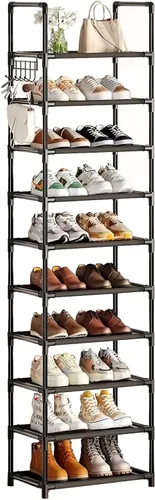 Vista 9 de Simple Trending Zapatero de 8 niveles de gran capacidad para 64 pares, estante alto para zapatos, organizador de zapatos de metal resistente