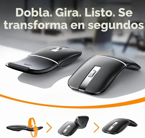 Vista 2 de Ratón de viaje Bluetooth inalámbrico, plegable giratorio, negro