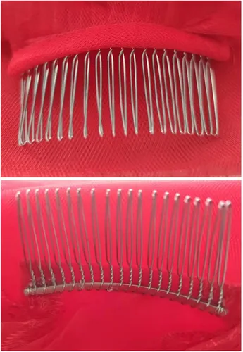 Vista 2 de Aimeely Mujeres Vintage 3M Rojo Encaje Apliques Largo Boda Novia Velo Accesorios Para el Cabello