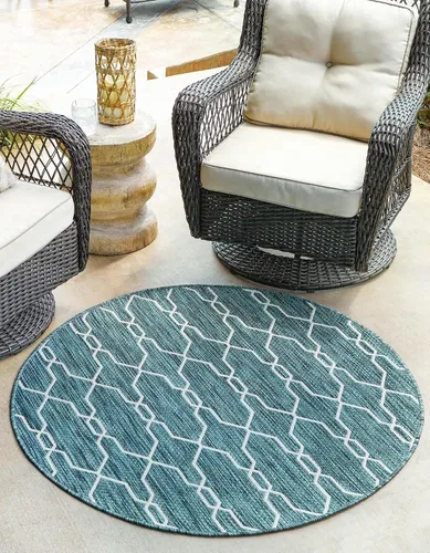 Vista 16 de Unique Loom Outdoor Trellis Collection - Alfombra de área con diseño de enrejado (2 x 6 pies 1 pulgada, azul/marfil)