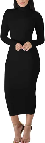Vista 4 de BORIFLORS - Vestido largo de manga larga para mujer de cuello alto para fiesta