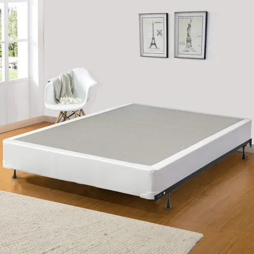 Vista 8 de Juego de somier tradicional de madera de perfil bajo de 4 pulgadas para colchón, 33 x 75 pulgadas, color beige