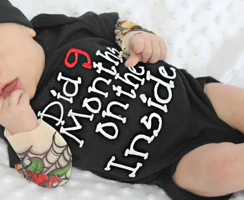 Vista 2 de Ropa de bebé niño, estampado de letras de manga larga mameluco ropa de bebé para niño