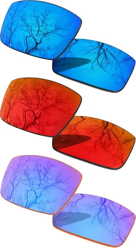 Vista 19 de 3 Pair Polarized Replacement Lenses for Oakley Gascan OO9014 Pack Cromo negro y plateado y oro de 24 quilates