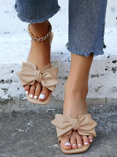Vista 3 de Sandalias de tacón bajo elegantes con lazo para mujer, sandalias de verano con tacón grueso de bloque y puntera abierta, sandalias sin cordones
