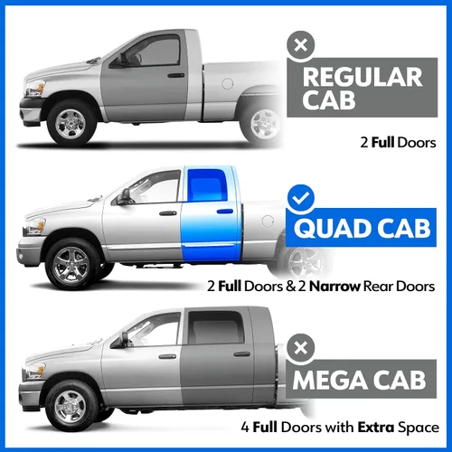 Vista 2 de Tyger Auto Estribos Rider de 3.5 pulgadas compatibles con Dodge Ram 1500 2002-2008; 2003-2009 2500 3500 Quad Cab TG-SS2D35178 Barras Nerf