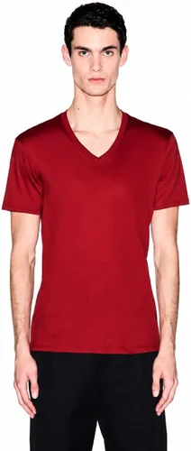 Vista 22 de Armani Exchange Camiseta de manga corta con cuello en V de algodón Pima para hombre Beacon Blue