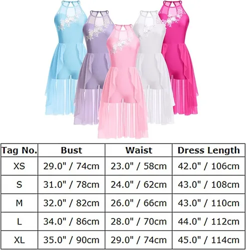 Vista 4 de Vestido de baile lírico para mujer, diseño de flor halter, disfraz de baile contemporáneo, vestido de ballet para adultos
