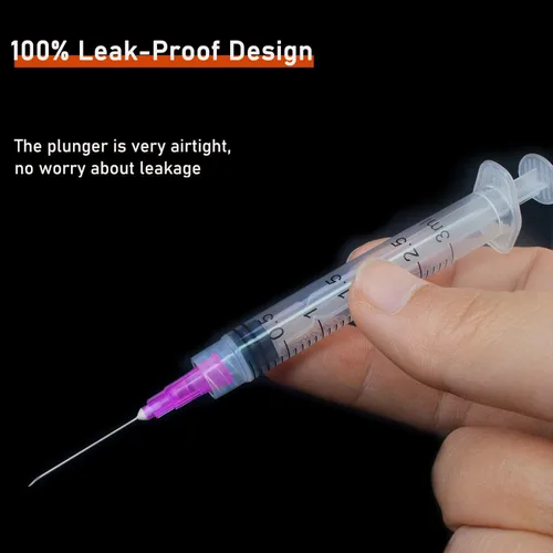 Vista 6 de Paquete de 50 jeringas de laboratorio Luer Lock desechables de 0.1 fl oz/cc con aguja de 18 Ga de 1.5 pulgadas Sellado individualmente