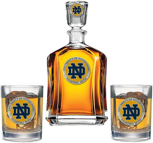 Vista 25 de Heritage Pewter Juego de decantador Appalachian State con 2 vasos combinados, vertedor de 24 onzas con 2 vasos dobles antiguos, vidrio de peltre